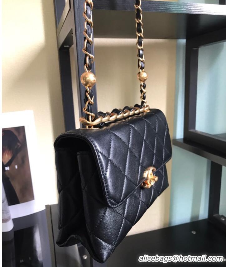 Youthful Chanel Flap Lambskin Shoulder Bag AS3011 black