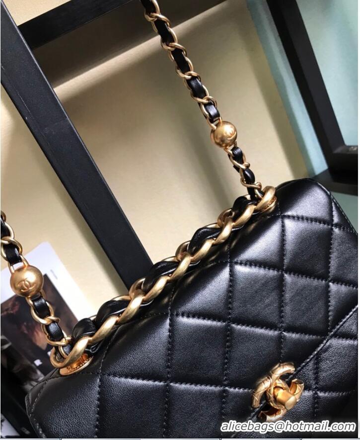 Youthful Chanel Flap Lambskin Shoulder Bag AS3011 black