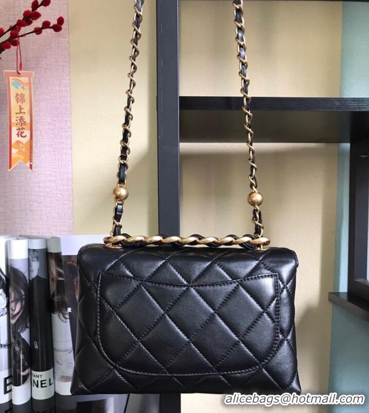 Youthful Chanel Flap Lambskin Shoulder Bag AS3011 black