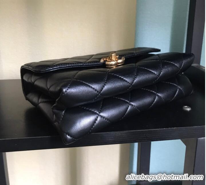 Youthful Chanel Flap Lambskin Shoulder Bag AS3011 black