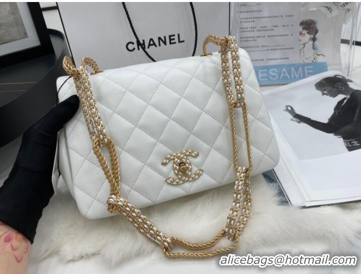 Latest Style Chanel Flap Lambskin Shoulder Bag AS2975 white