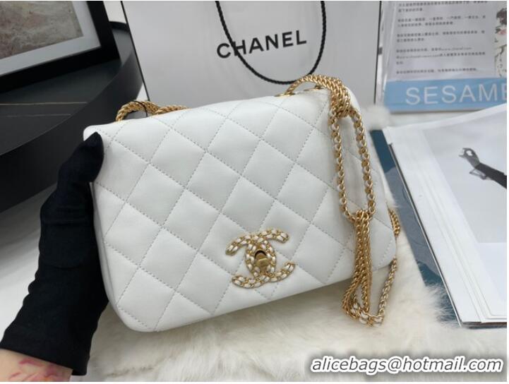 Latest Style Chanel Flap Lambskin Shoulder Bag AS2975 white