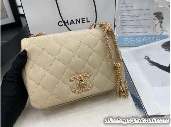 Modern Classic Chanel Flap Lambskin Shoulder Bag AS2975 cream