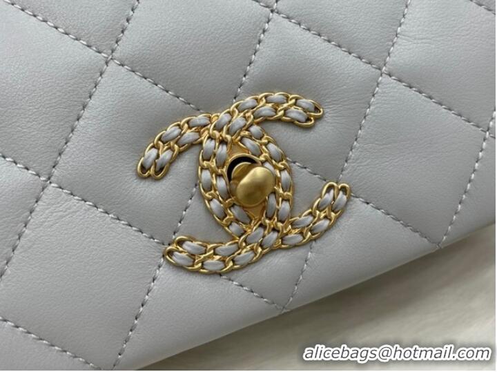 Modern Classic Chanel Flap Lambskin Shoulder Bag AS2975 light gray