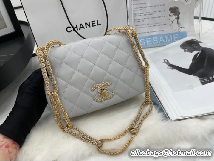 Modern Classic Chanel Flap Lambskin Shoulder Bag AS2975 light gray