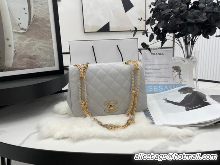 Modern Classic Chanel Flap Lambskin Shoulder Bag AS2975 light gray