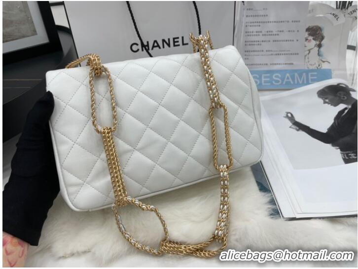 Well Crafted Chanel Flap Lambskin Shoulder Bag AS2976 white