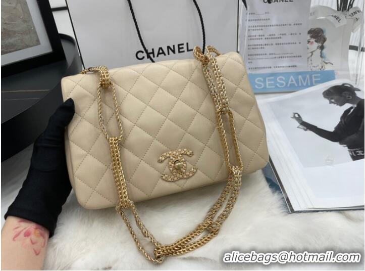 Particularly Recommended Chanel Flap Lambskin Shoulder Bag AS2976 cream