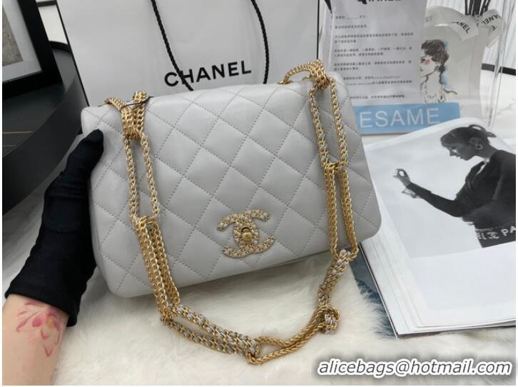 Fashion Discount Chanel Flap Lambskin Shoulder Bag AS2976 light gray