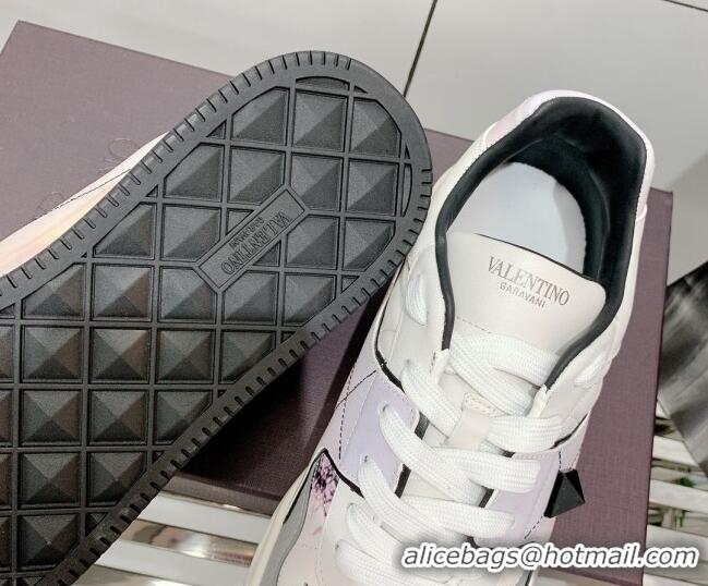 Good Product Valentino One Stud Print Leather Low-Top Sneakers 092530 Grey/White