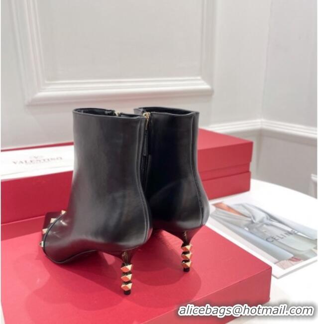 Top Quality Valentino Rockstud Ankle Boots with Sculpted Heel 7cm 092536 Black/Gold