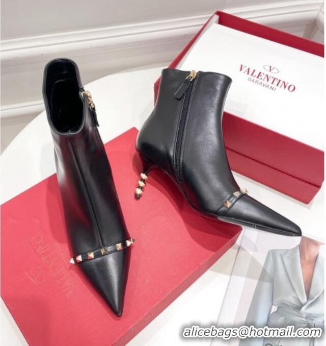 Top Quality Valentino Rockstud Ankle Boots with Sculpted Heel 7cm 092536 Black/Gold