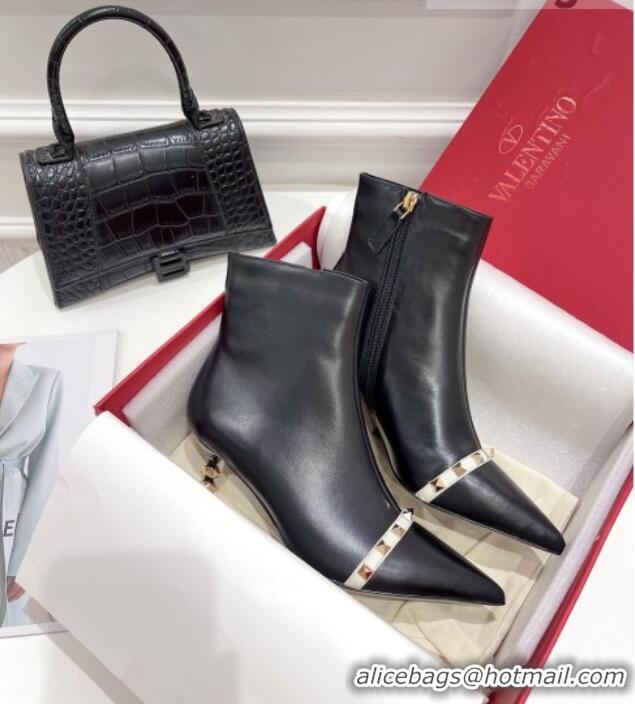 Affordable Price Valentino Rockstud Ankle Boots with Sculpted Heel 7cm 092536 Black/White