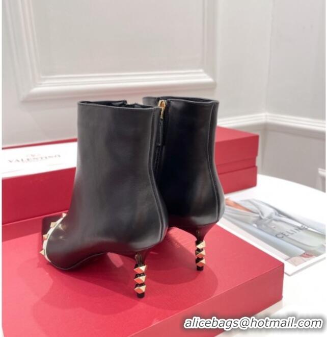 Affordable Price Valentino Rockstud Ankle Boots with Sculpted Heel 7cm 092536 Black/White