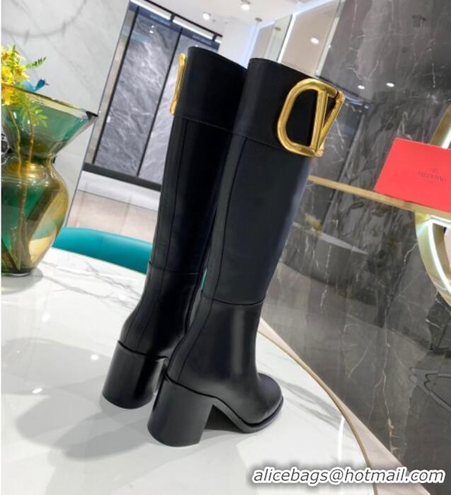 Low Price Valentino VLogo Calfskin High Boots 6.5cm 092540 Black