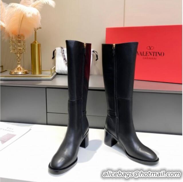 Best Price Valentino VLogo Calfskin High Boots 6.5cm 092542 Black