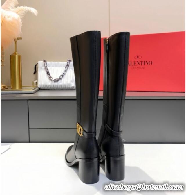 Best Price Valentino VLogo Calfskin High Boots 6.5cm 092542 Black