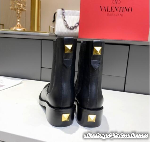 Super Quality Valentino One Stud Calfskin Ankle Boots 092543 Black