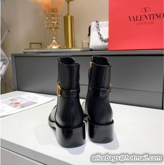 Top Quality Valentino VLogo Calfskin Ankle Boots 4cm 092544 Black