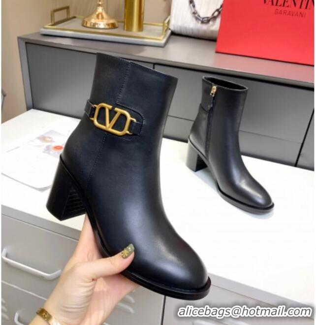 Best Price Valentino VLogo Calfskin Ankle Boots 6.5cm 092545 Black