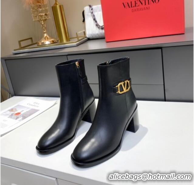 Best Price Valentino VLogo Calfskin Ankle Boots 6.5cm 092545 Black