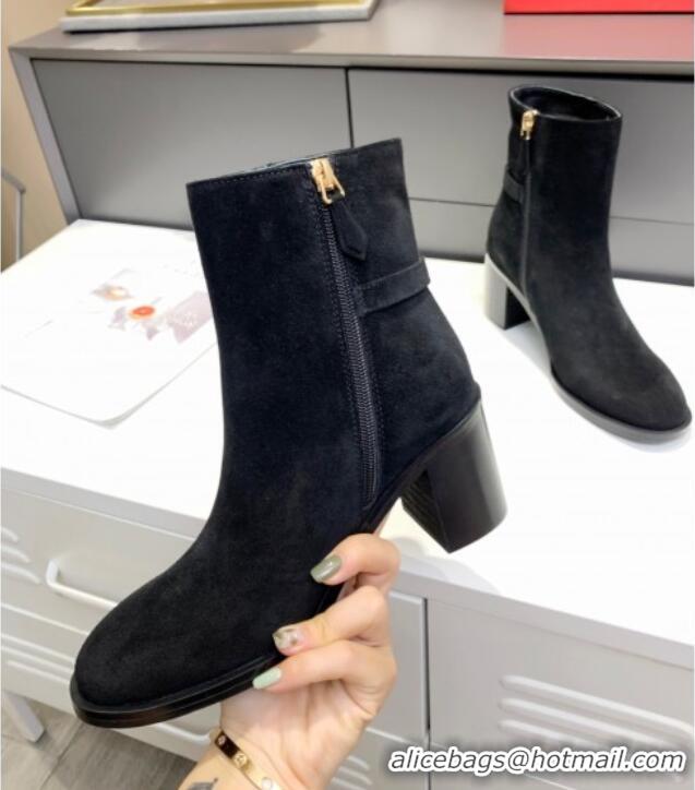 Luxury Valentino VLogo Suede Ankle Boots 6.5cm 092547 Black