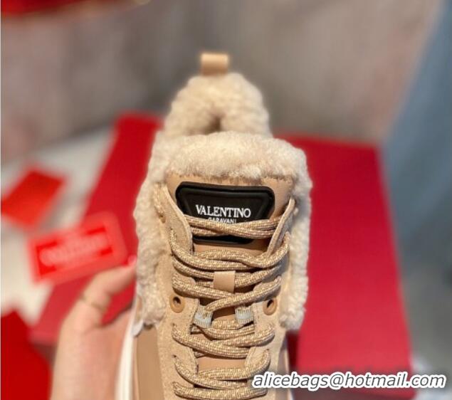 Most Popular Valentino VLogo Leather and Wool Sneakers 111895 Beige