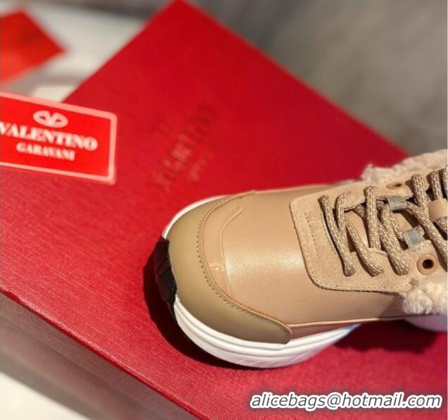 Most Popular Valentino VLogo Leather and Wool Sneakers 111895 Beige