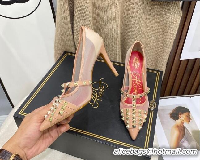 Grade Quality Valentino Rockstud Alcove Calfskin Pumps 9.5cm 112416 Pink