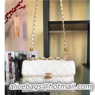 Good Product Chanel Flap Lambskin Shoulder Bag AS1267 White