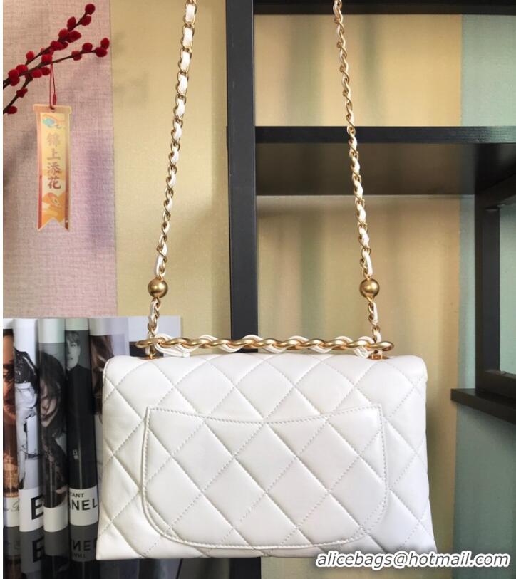 Good Product Chanel Flap Lambskin Shoulder Bag AS1267 White