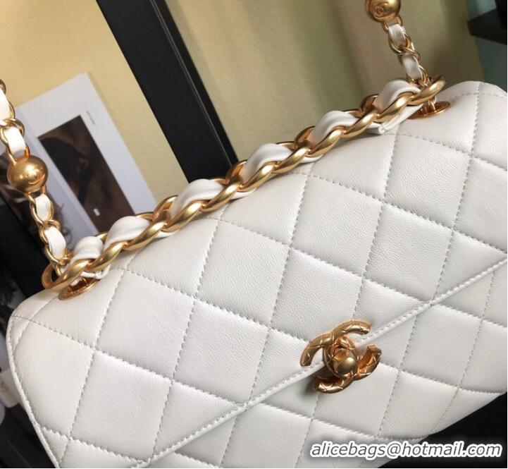 Good Product Chanel Flap Lambskin Shoulder Bag AS1267 White