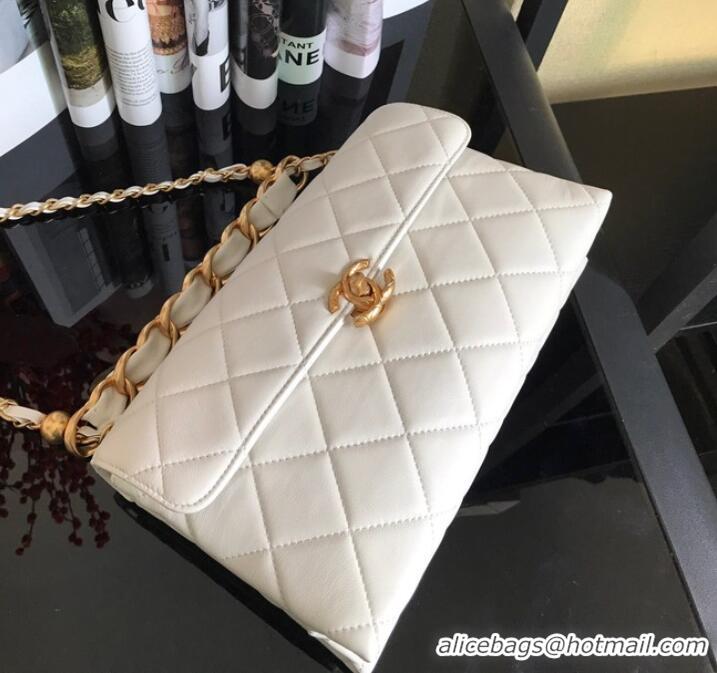 Good Product Chanel Flap Lambskin Shoulder Bag AS1267 White