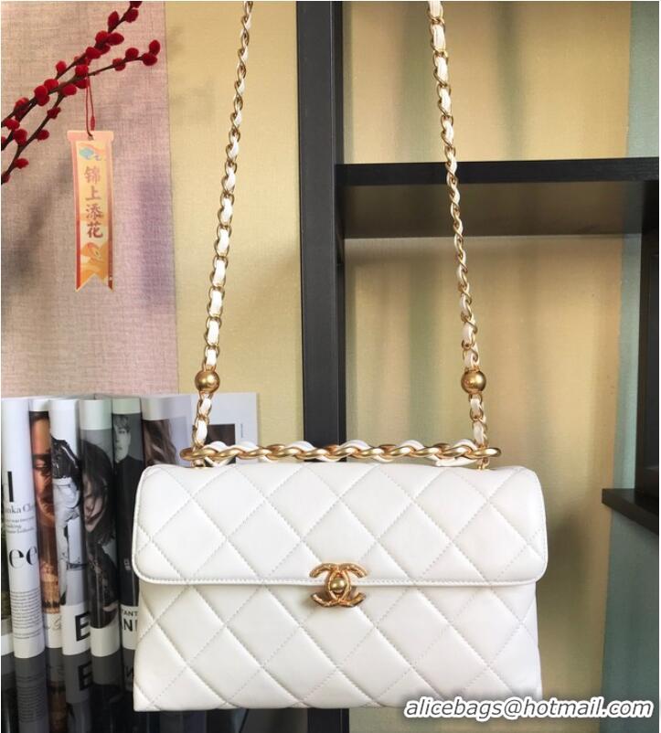 Good Product Chanel Flap Lambskin Shoulder Bag AS1267 White