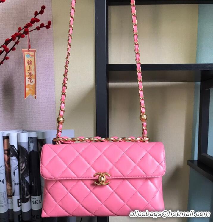 Shop Grade Chanel Flap Lambskin Shoulder Bag AS1267 Pink