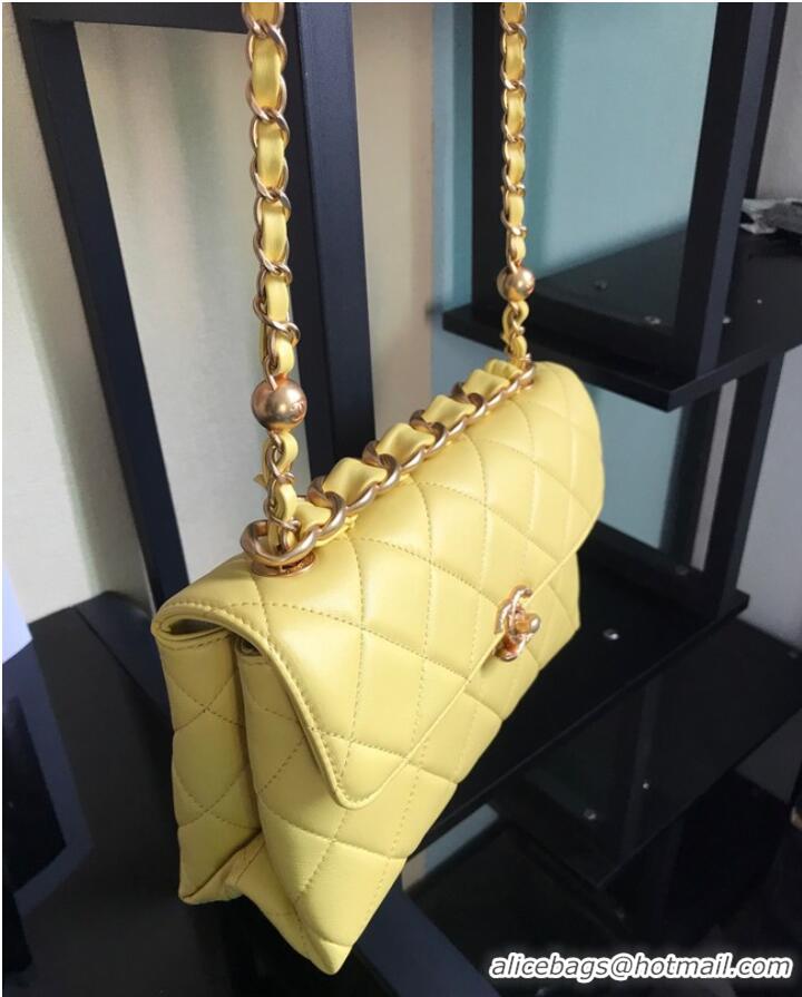 Low Cost Chanel Flap Lambskin Shoulder Bag AS1267 yellow