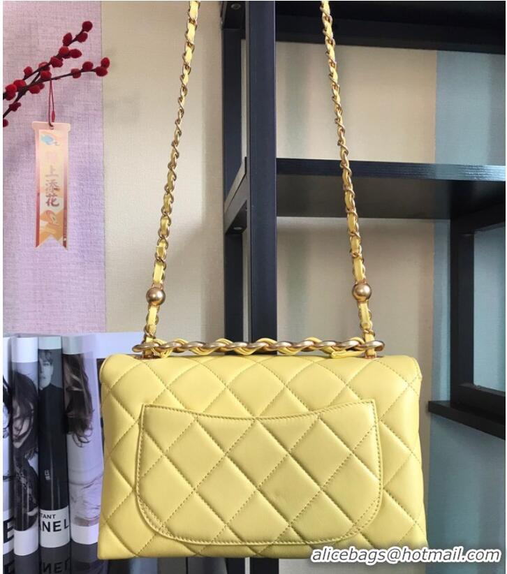 Low Cost Chanel Flap Lambskin Shoulder Bag AS1267 yellow