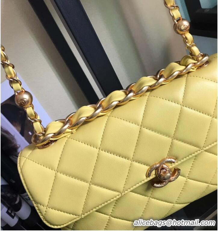 Low Cost Chanel Flap Lambskin Shoulder Bag AS1267 yellow