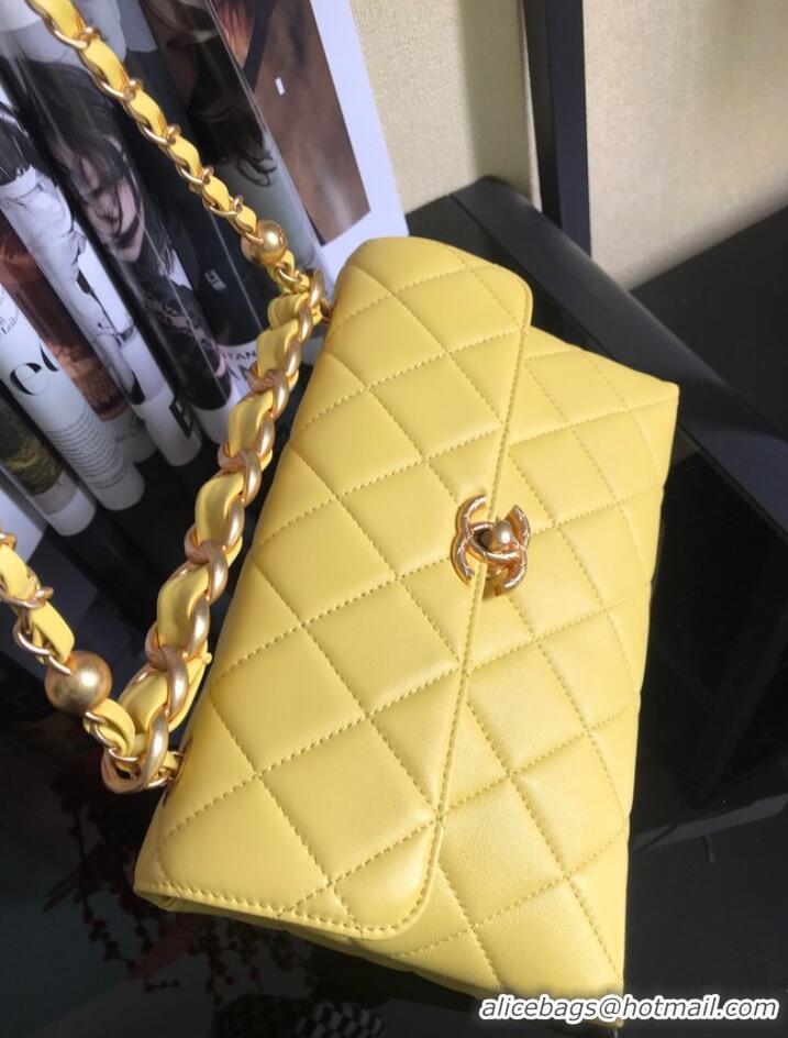 Low Cost Chanel Flap Lambskin Shoulder Bag AS1267 yellow