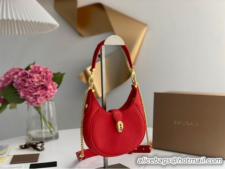 Buy Classic BVLGARI Shoulder Bag Calfskin Leather B281632 RED