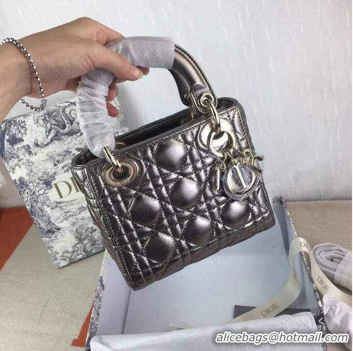 Most Popular MINI LADY DIOR BAG Lambskin M0566OW silver grey&gold