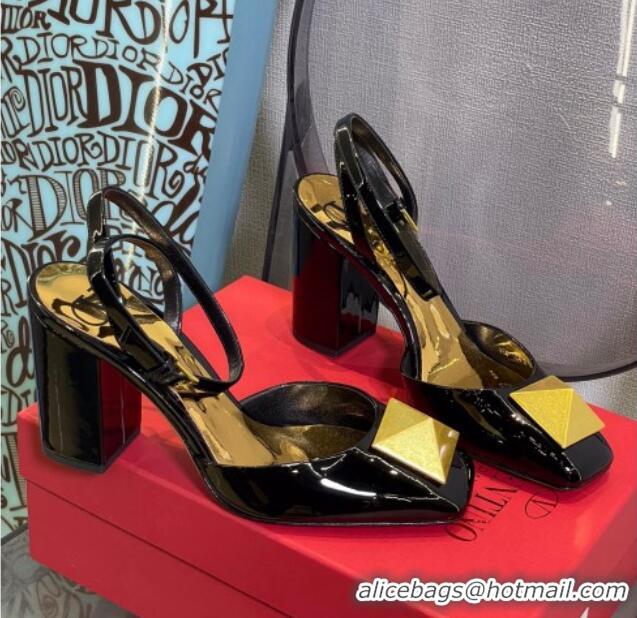 Good Quality Valentino One Stud Pumps in Patent Leather 8.5cm 121801 Black