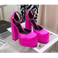 Discount Versace Medusa Aevitas Satin Platform Pumps 15cm Fuchsia Pink 112428