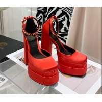 New Design Versace Medusa Aevitas Satin Platform Pumps 15cm 112428 Red