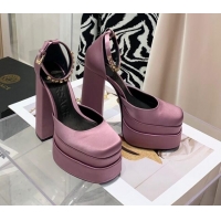 Best Luxury Versace Medusa Aevitas Satin Platform Pumps 15cm Dusty Pink 112432