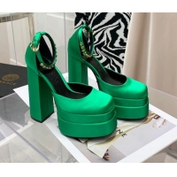 Top Design Versace Medusa Aevitas Satin Platform Pumps 15cm 112434 Green