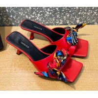 Affordable Price Versace Lambskin Heel Slide Sandals 5.5cm 121729 Red