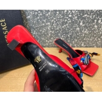 Affordable Price Versace Lambskin Heel Slide Sandals 5.5cm 121729 Red