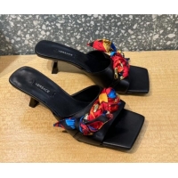 Charming Versace Lambskin Heel Slide Sandals 5.5cm 121729 Black