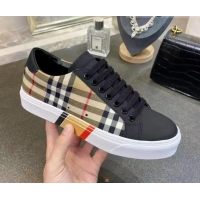 Discount Burberry Check Calfskin Low-top Sneakers 030926 Black 